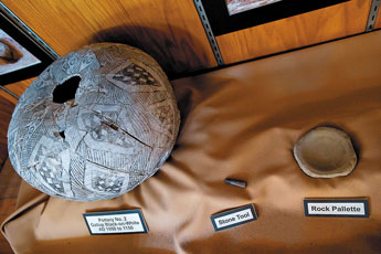 Items found while doing an excavation for Zuni High School are on display at the school. 2011 Gallup Independent / Brian Leddy